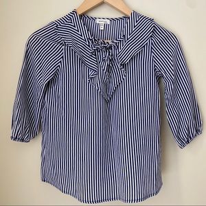 monteau girl's black and white 3/4 sleeve blouse